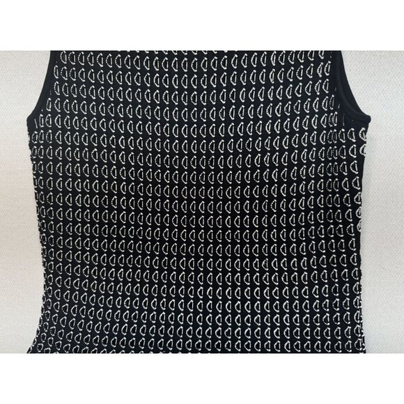 Ann Taylor Women's Tank Top Stretch Size SP Black White Embroidered Sleeveless - Picture 9 of 10